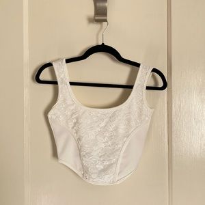 White lace corset crop top